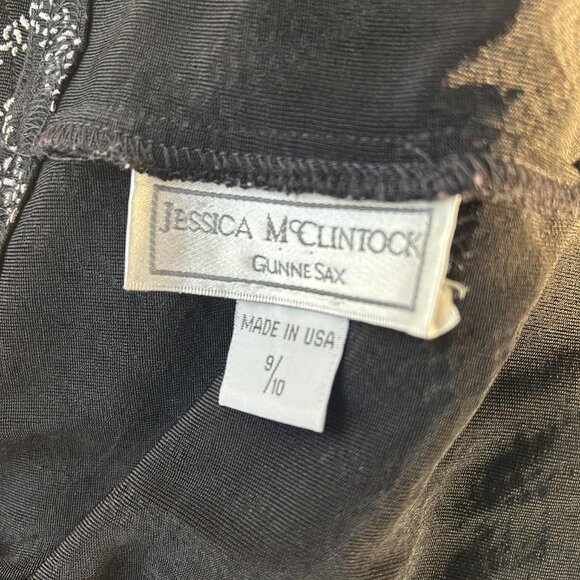 Vintage Gunne Sax by Jessica McClintock Stretch Mini Dress in Wavy Print – US 10 - Picture 7 of 7